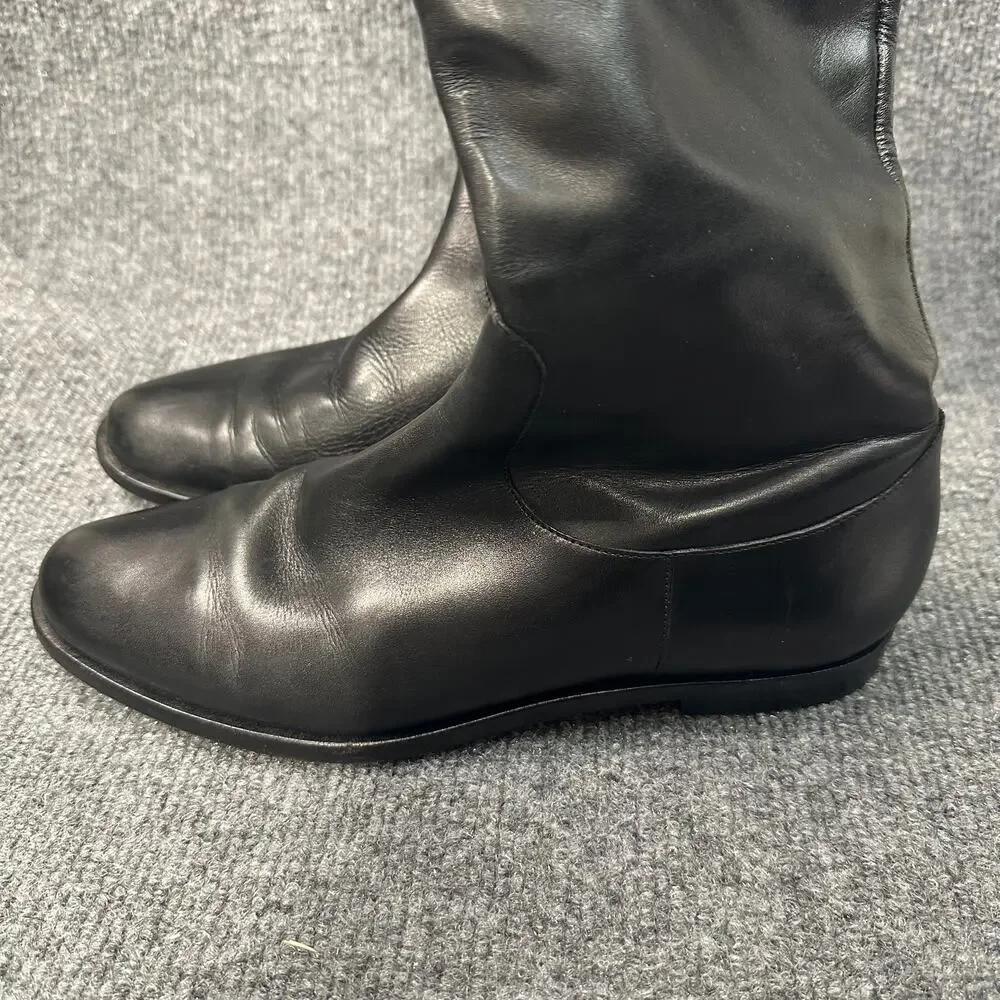 Cole Haan Women's Nke Air Oleanna Boots Pebbled Leather Tall Equestrian Flat 6.5